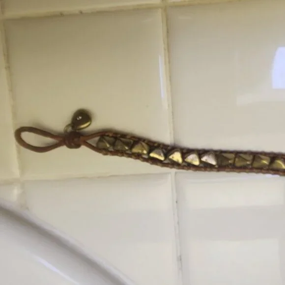 Fossil Brown Leather Bracelet with Metal Detail and Button Close - Picture 8 of 8